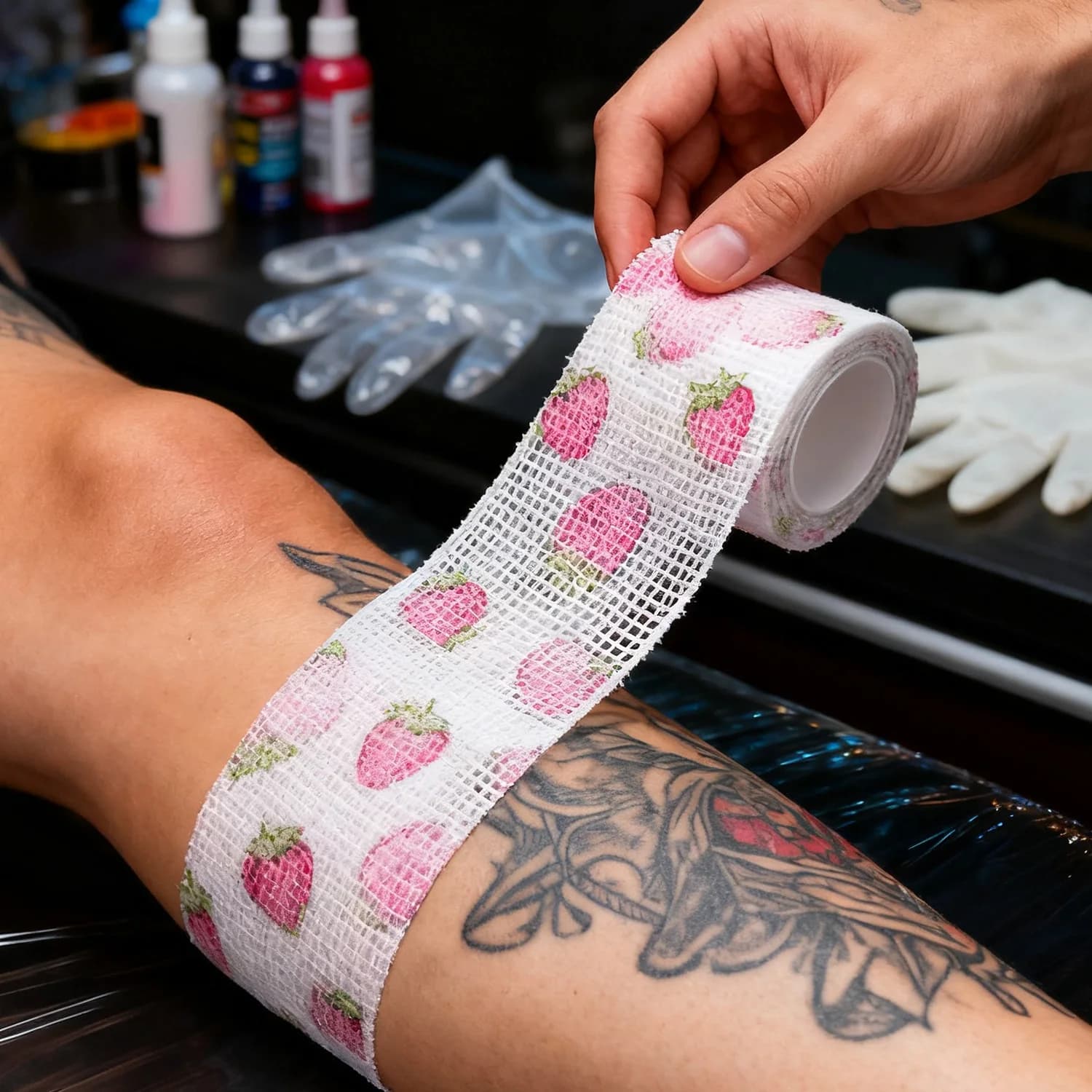 5 cm * 4.5 m Macchina per tatuaggi Benda Colorata Athletic Wrap Tape Benda elastica autoadesiva Protezione sportiva Polso Dito Caviglia