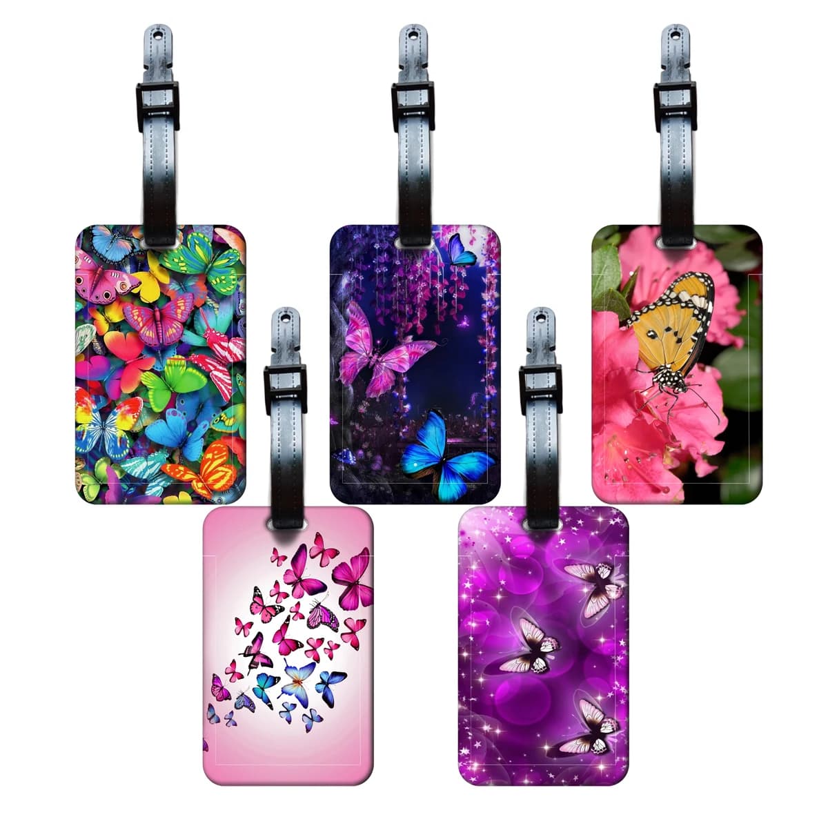 Etichetta per bagaglio a forma di farfalla per donna, targhetta identificativa per valigia da viaggio, porta indirizzo per ragazze, porta biglietto portatile per bagaglio a mano