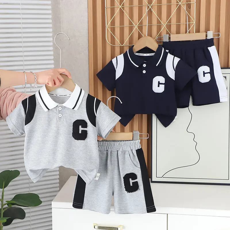 Estate bambini vestiti bambino bambini ragazzi moda t-shirt pantaloncini 2 pz/set bambino Casual ricamo abbigliamento tute infantili tuta