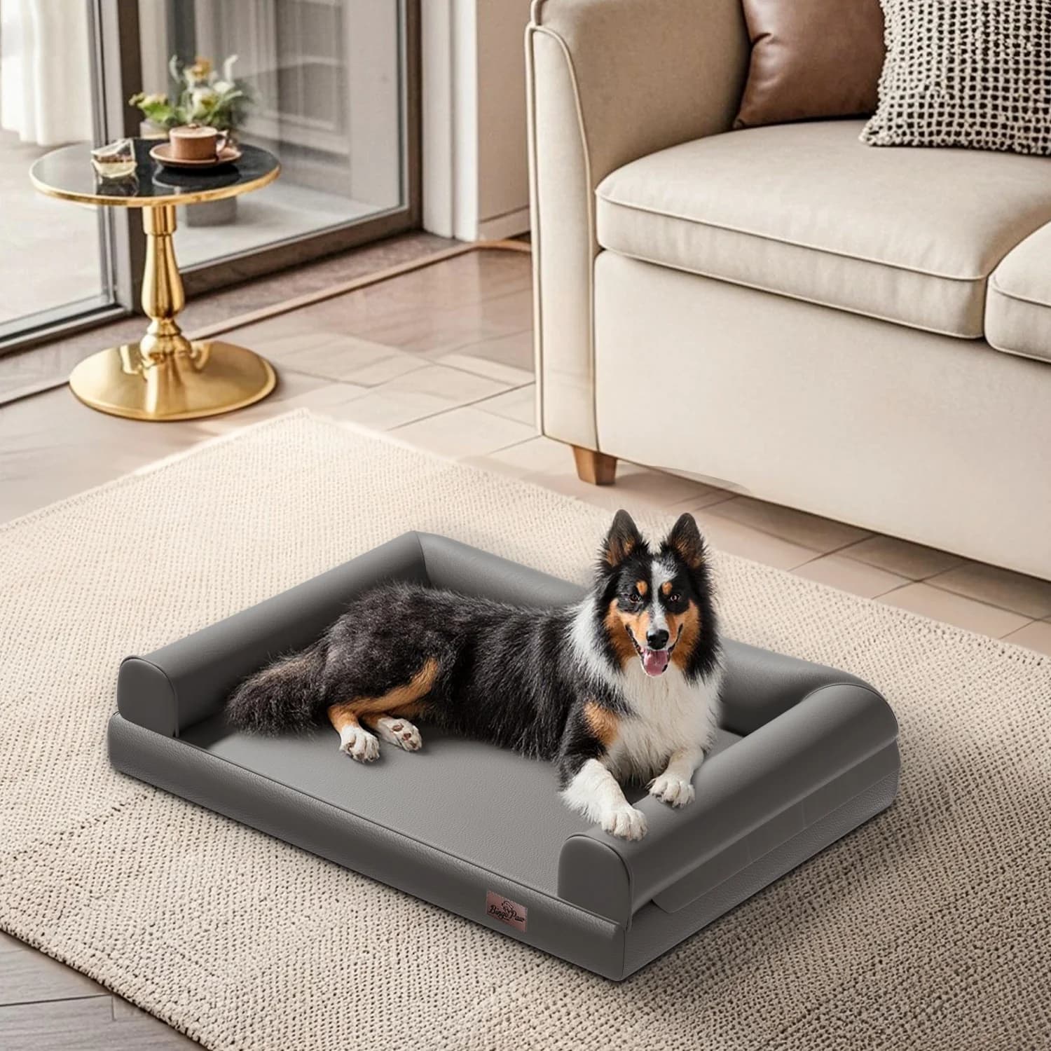 M-2XL Letto per cani ortopedico per interni con base di supporto Cuscino per cuscino per animali domestici Divano letto Copertura in pelle in microfibra per tutte le razze