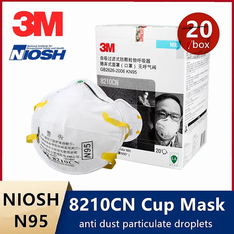 3M 8210CN N95 maschere protettive KN95 8210 certificato NIOSH Anti PM2.5 Cup maschera antiappannamento per assistenza sanitaria industriale 8210CN fascia