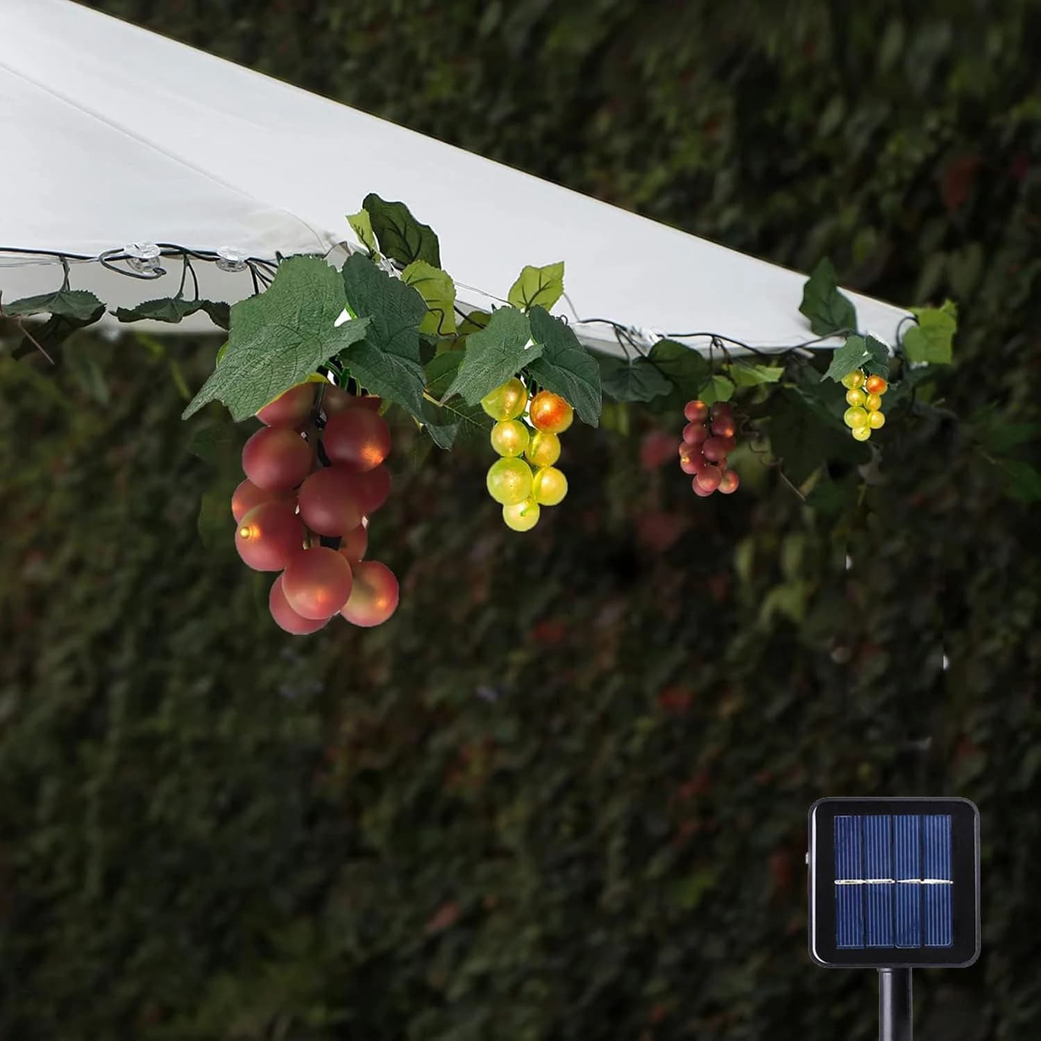 Luci Solari a Stringa a Forma di Grappolo d'Uva 80 LED, Lampada a Vite con Frutta Artificiale, Impermeabile per Esterni, Giardino, Recinzione, Patio, Matrimoni, Feste, Luce Bianca Calda