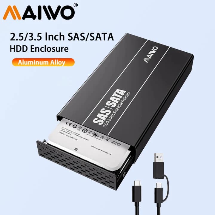 MAIWO 2.5/3.5 Inch SAS/SATA Hard Disk External Case USB3.1 Type-C Gen2 Hdd Docking Station Hdd Caddy Sas Sata Hdd Case hdd box
