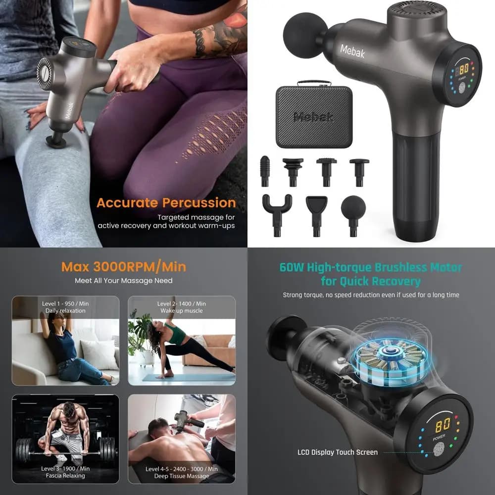 Background Massage Gun for Athletes, Portable Percussion Massage for Muscular Recovery and Relief from Pain on Spalles, Gambe and Back