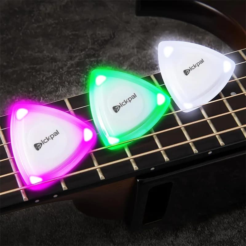 Plettri per Chitarra LED Luminosi Automatici, Accessori Colorati e Brillanti per Chitarre Acustiche, Elettriche e Basso