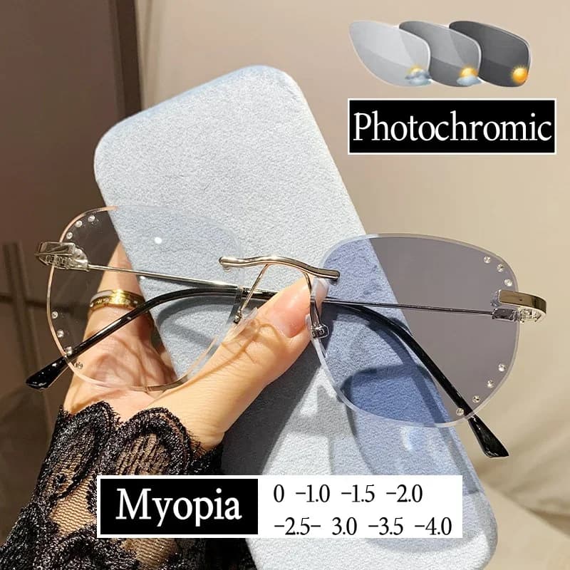Occhiali da sole fotocromatici intelligenti da donna con meno diottrie Occhiali da sole che cambiano colore per esterni Occhiali da vista per miopia alla moda