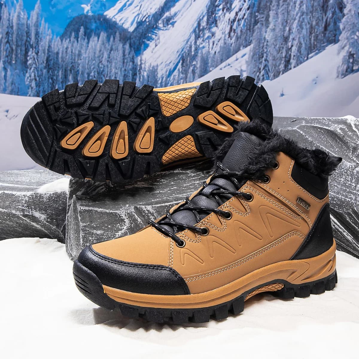 MAIJIAKA Outdoor Men Hiking Boots Work Shoes Winter Men Boots Warm Men's Snow Boots High Quality Leather Waterproof Men Sneakers