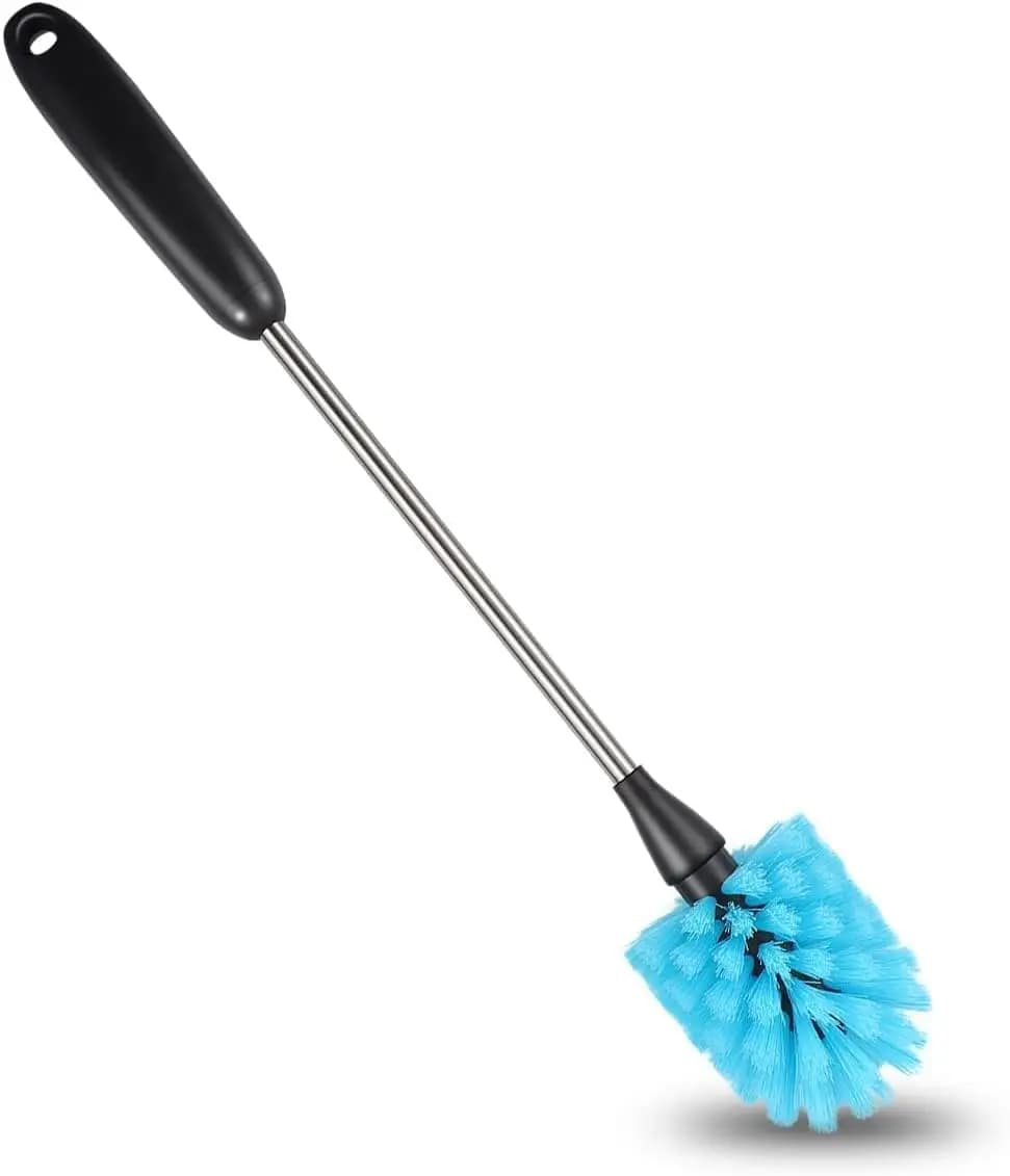 Spazzola per bottiglie da 15 pollici, setole in nylon blu, detergente con manico lungo per bottiglie d'acqua, tazze, bicchieri