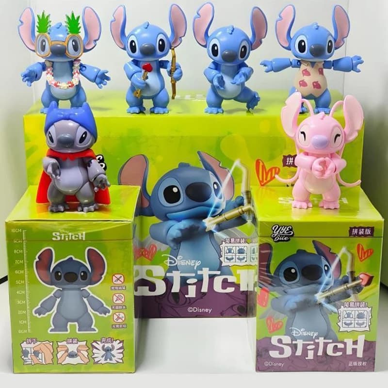 Bambola assemblata originale Disney Stitch, action figure, modello cartone animato, ornamento da tavolo fatto a mano, regalo di compleanno per bambini, giocattolo