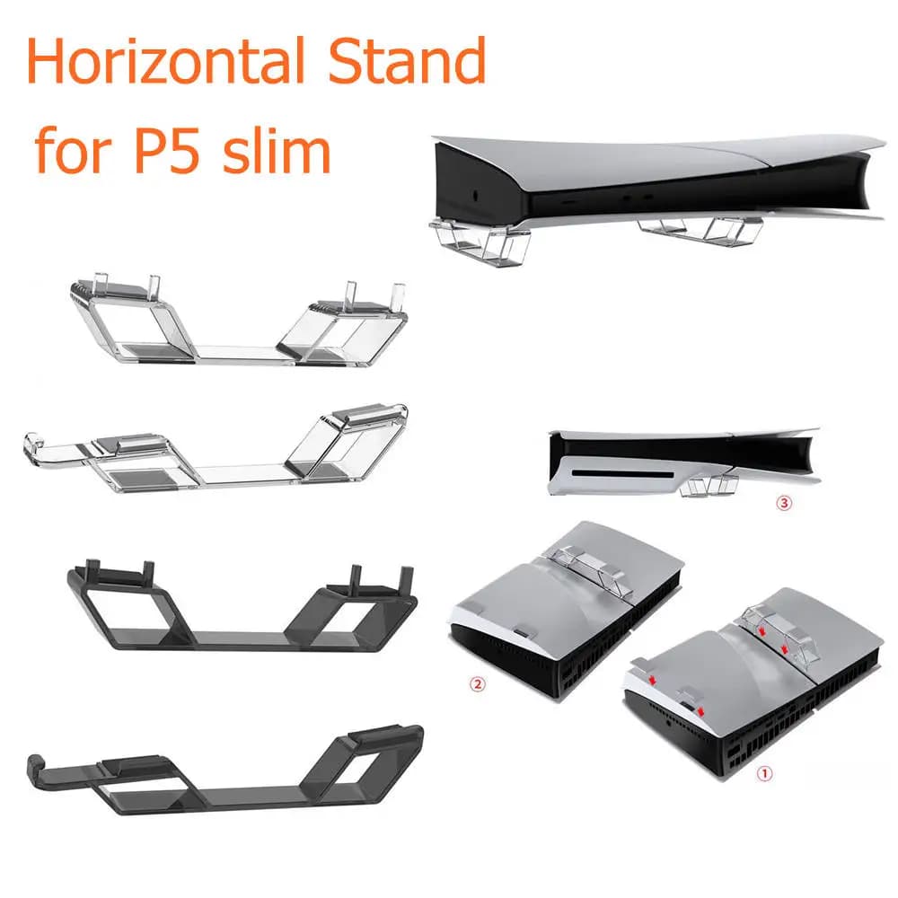 Supporto orizzontale per console di gioco digitale/disco PS5 Slim con design salvaspazio per accessori Playstation 5 Slim