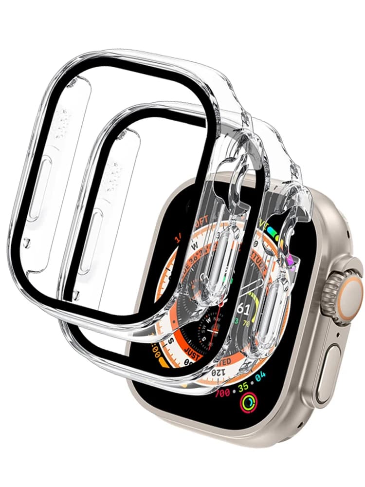 Glass + Case for Apple Watch Ultra 2 Case 49mm Smartwatch PC Bumpers + Screen Cover Tempered Accessories for Straps series iwatch