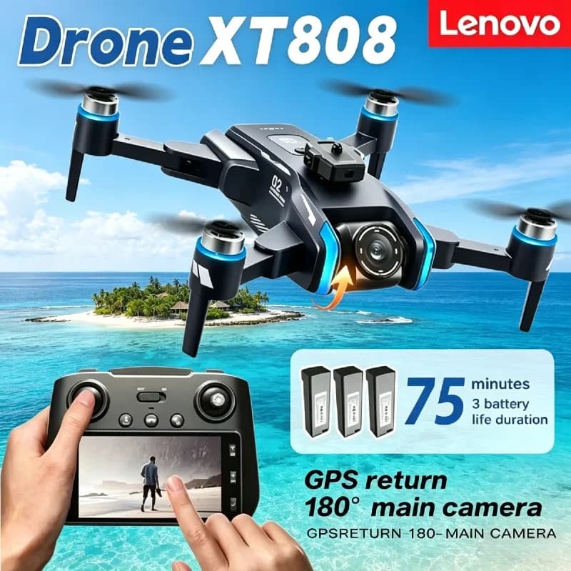 New Lenovo XT808max GPS Brushless Motor Drone Professional HD Dual Camera 5G WIFI FPV Foldable RC Quadcopter Helicopter