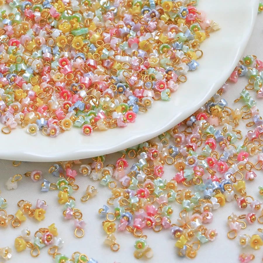 Mini Bell Orchid Flower Charm Beads Resin For Jewelry Creation Accessories For Handmade Bracelets DIY Mill beads