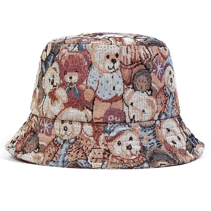 Cappello da Pescatore Unisex con Stampa Integrale Orsetto, Cappello Casual da Esterno con Protezione Solare