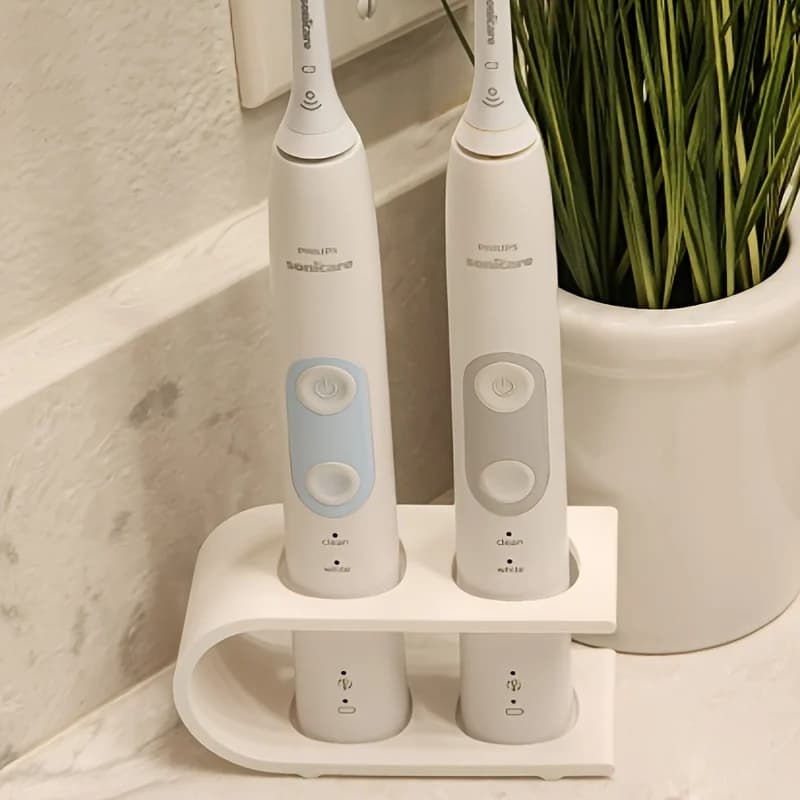 Double Hole Electric Toothbrush Table Stand, Resistant and Ecological, Creative Organizer for Bathroom Accessories