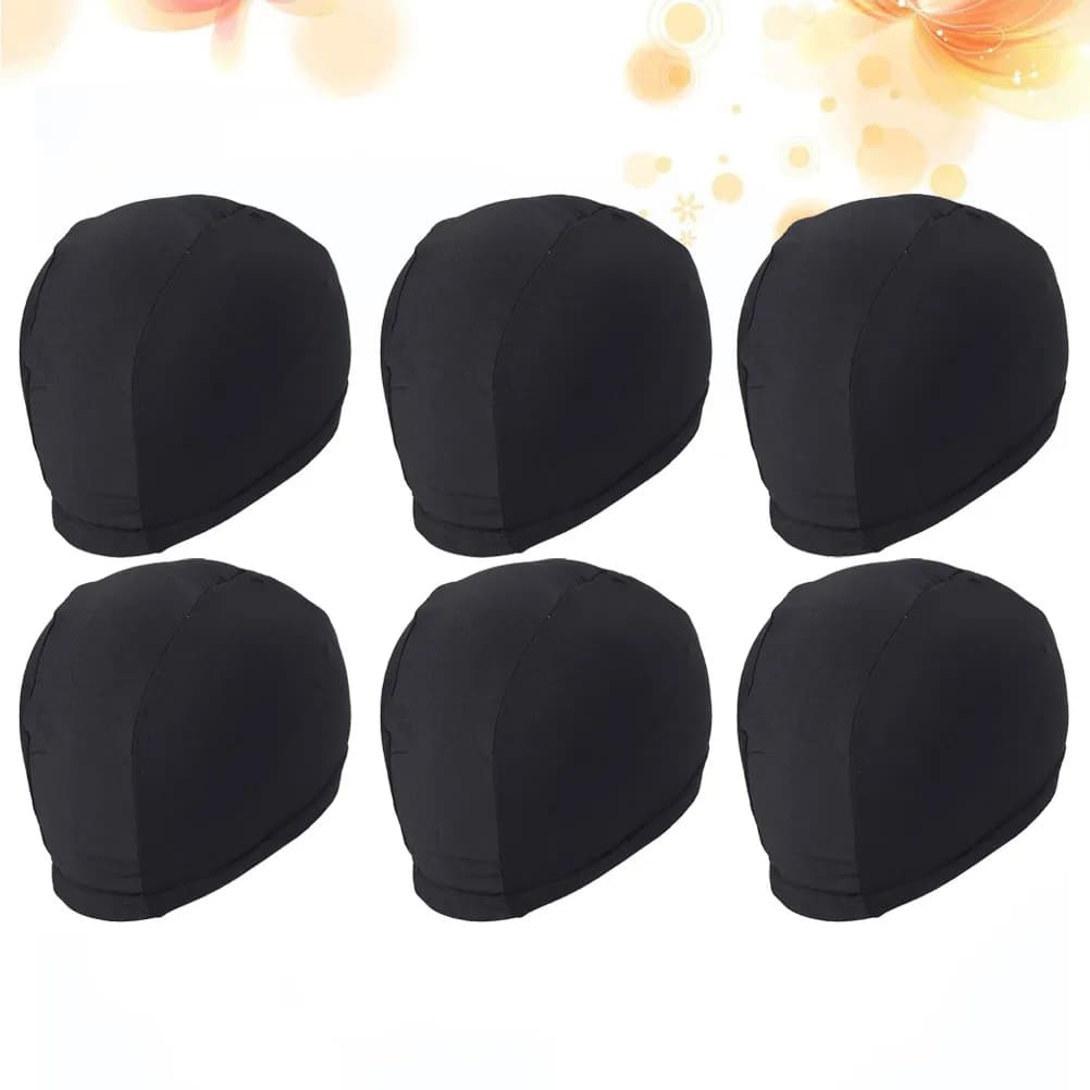 6 pieces of elastic polyester swimming caps, plain, lightweight and breathable, swimming accessory