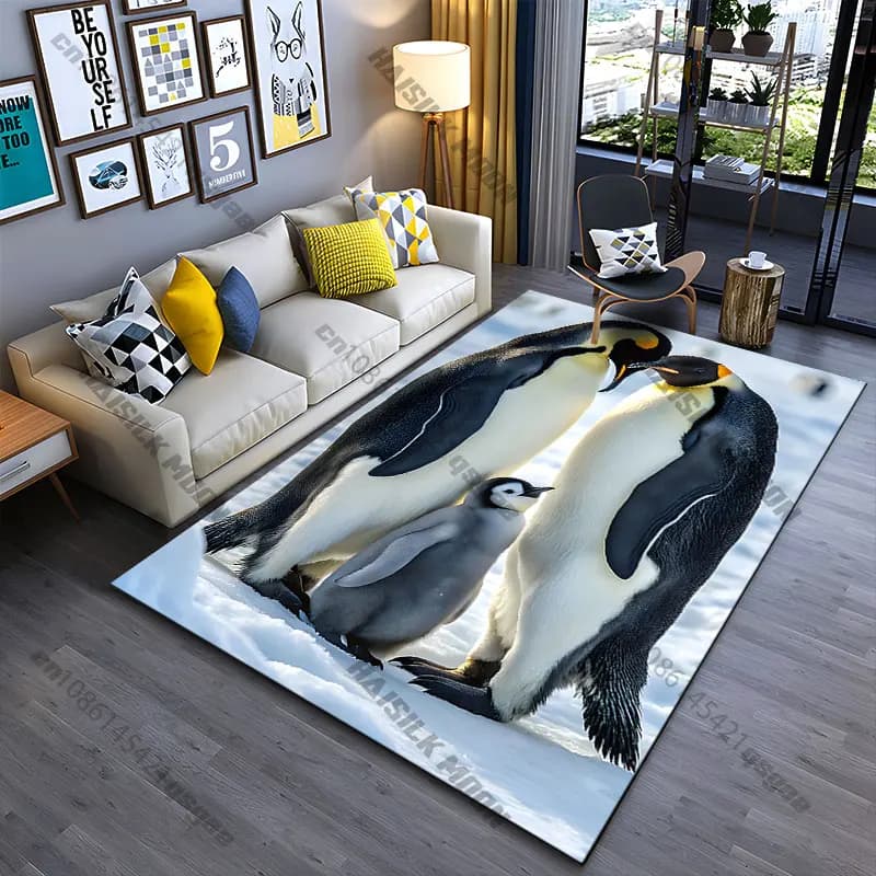 Tappeto con motivo pinguini che si abbracciano, tappeto da yoga, decorazione per soggiorno, tappetino per gattonare per bambini, zerbino, tappeto per area giochi