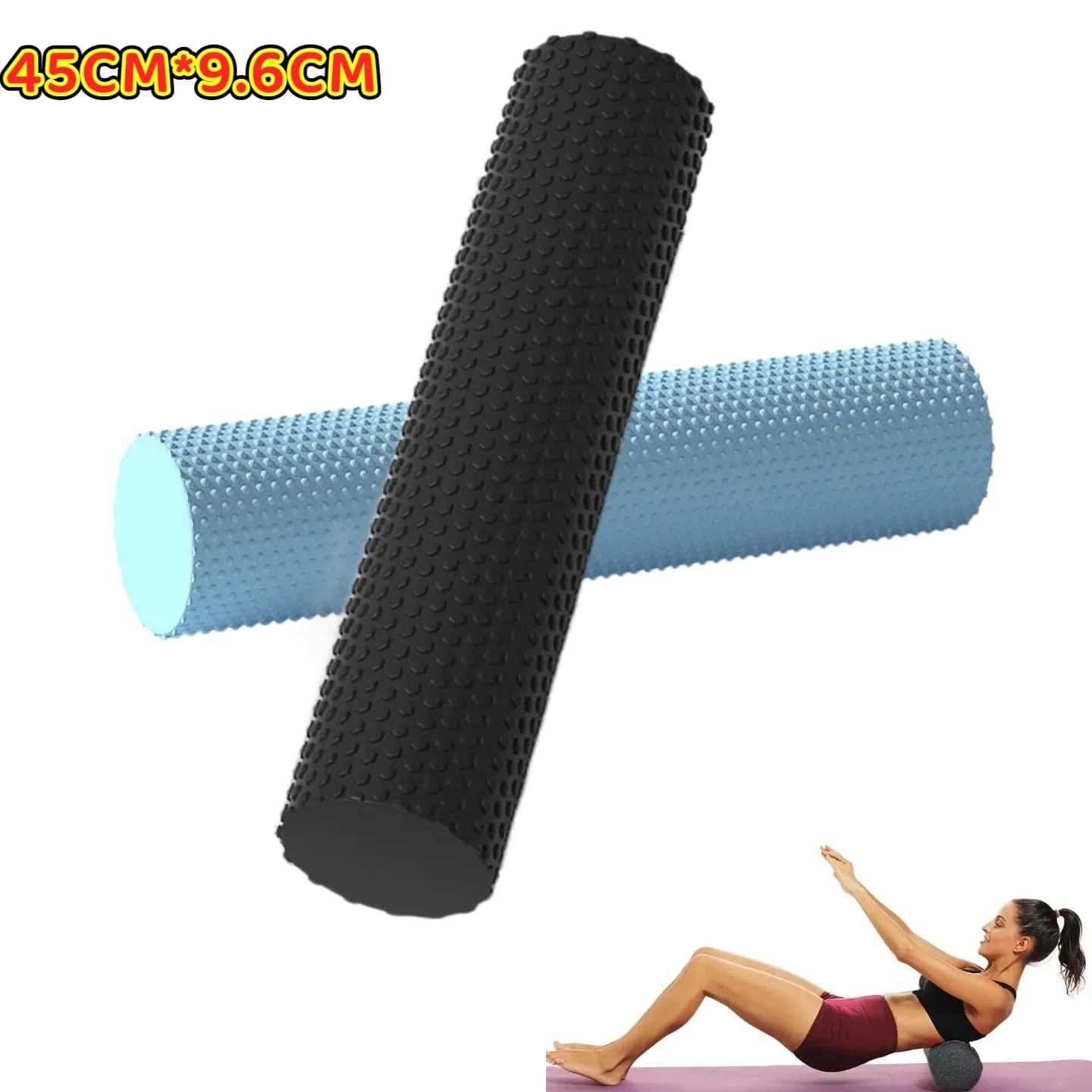 Yoga Roller Round EVA Foam Cylinder Hexagonal Roller for Pilates Exercise Enhanced Home Workouts Diameter 9.6cm Length 45cm