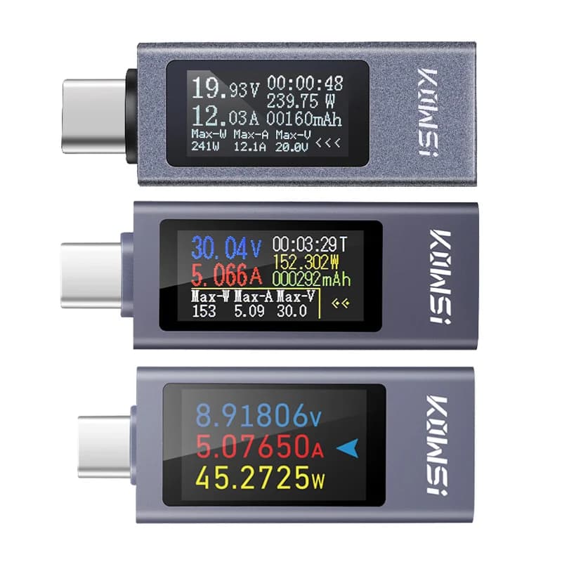 Type-C Multifunction Digital Display DC Voltage Amperometer Power Meter DC 4-30V 12A Voltmeter Amperometer Charger Capacity Tester