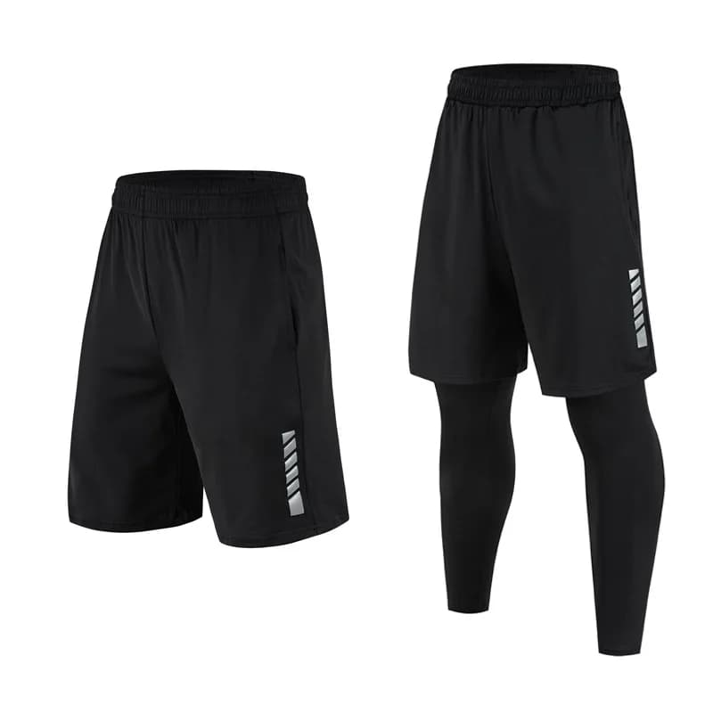Autunno Uomo Outdoor 2 in 1 Collant da corsa Pantaloni da PALESTRA Maschile Basket Calcio Calcio Fitness Esercizio Pantaloncini sportivi Legging lungo