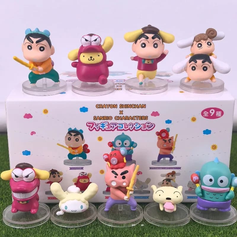 Crayon Shin Chan Anime Figure Cos Cinnamoroll Pompompurin Cartoon Cross-dress Cieco Scatola Giocattoli Collezione Ornamenti Regali per bambini