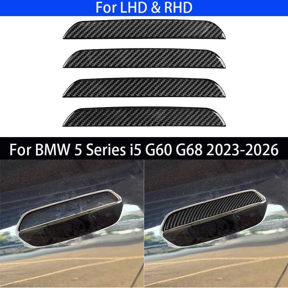 For BMW 5 Series i5 G60 G68 2023‑2026 Real Carbon Fiber Exterior Door Handle decorative Cover Car Interior Accessories Sticker