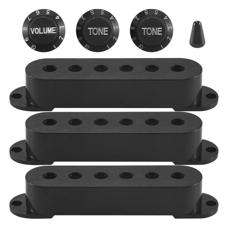 A08R 3Pcs Durable Guitar Pickup Cover Volume Tone Knobs Switch Tip Parts Set,Black