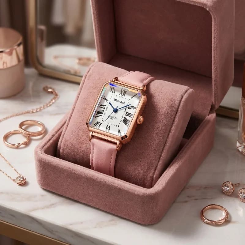 Orologi al Quarzo Rettangolari alla Moda per Donne, Marca di Lusso, Quadrante Romano, Cinturino in Pelle, Orologi da Donna Semplici ed Eleganti, Regalo per Donna