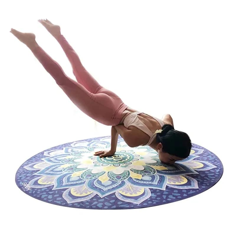 Round yoga mat Yoga mat Mandala natural rubber suede for girls Meditation round air