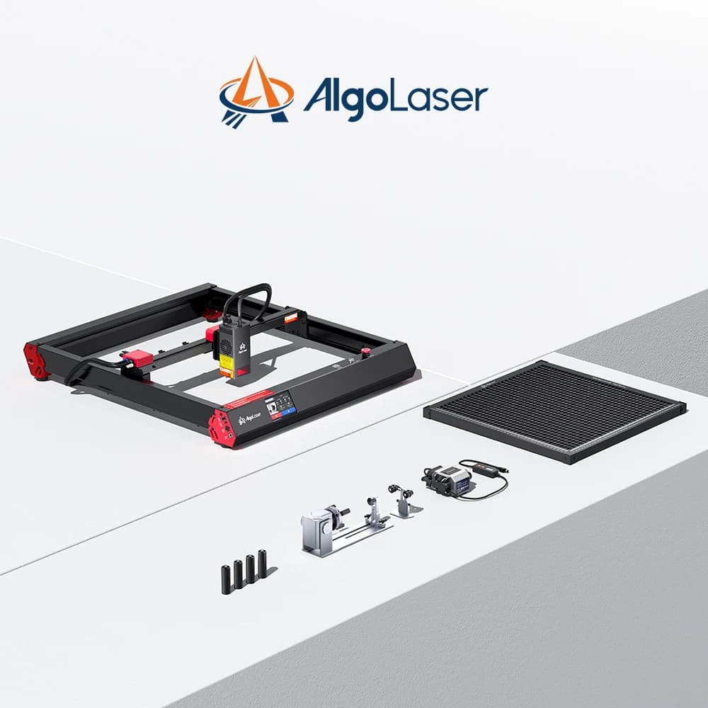 AlgoLaser ALPHA MK2 20W Laser Engraver and Taglierina (ALPHA MK2 20W+Rullo Rotante+Raschietti+Piattaforma) AlgoOS System with 3.5-inch Touch Screen