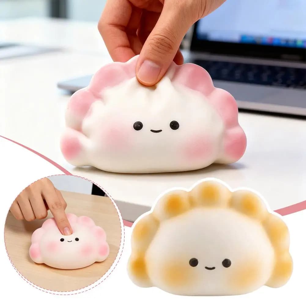 Squishy a Forma di Raviolo Carino, Giocattolo Sensoriale Antistress a Lenta Risalita, Kawaii, a Forma di Panino al Vapore, Giocattolo da Spremere per Bambini e Adulti, Regalo