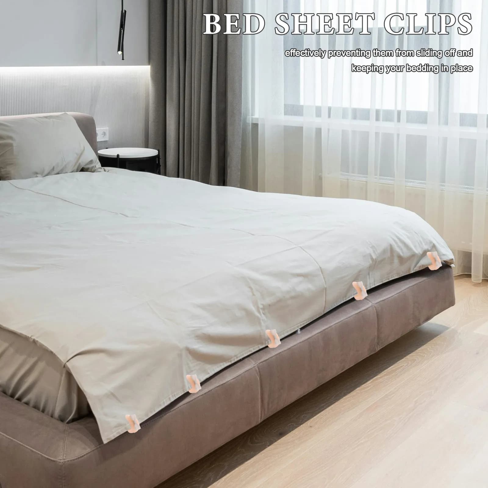 20 Pezzi Clip Antiscivolo per Lenzuola, Fissatori per Copripiumini, Accessori per Biancheria da Letto, Fermagli per Mantenere i Lenzuola in Posizione