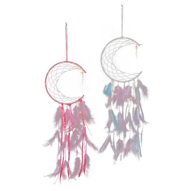 with Light Emitting Diode Light macrame Handmade Wall Hanging Home Decoration Dream Catcher with Star Pendant Bedroom