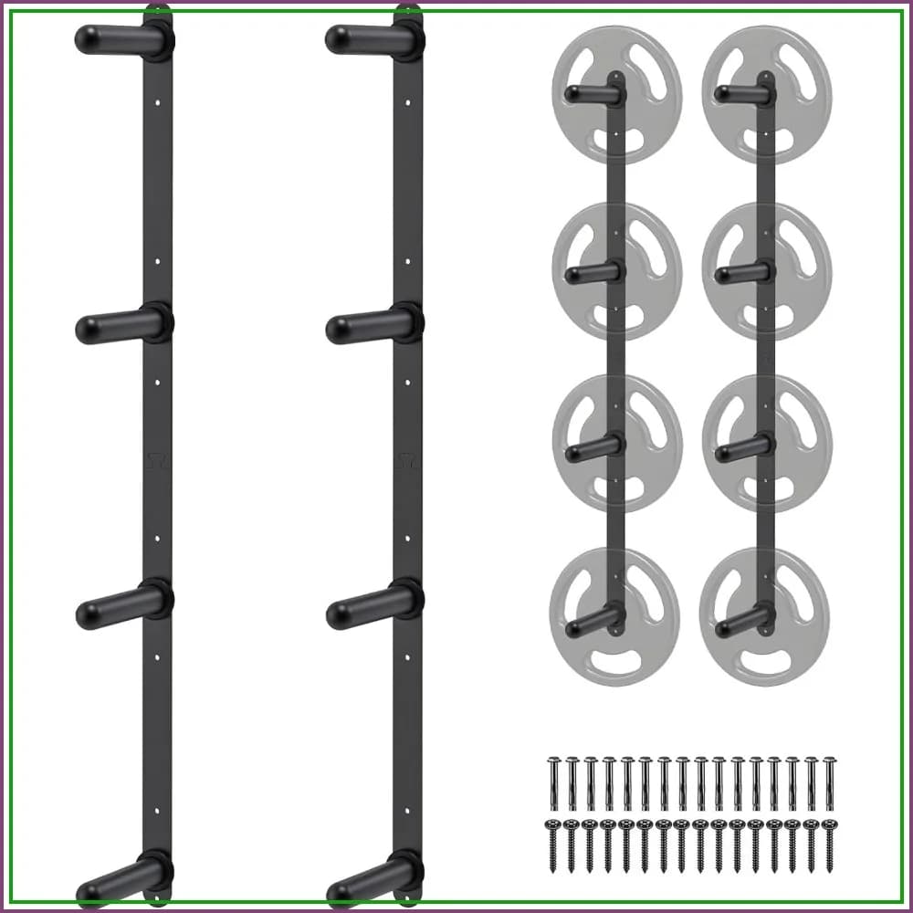 Weight Plate Storage Rack - Wall Mounted Holder for Olympic Plates, 1000lb Capacity, Space-Saving Home Gym Organizer