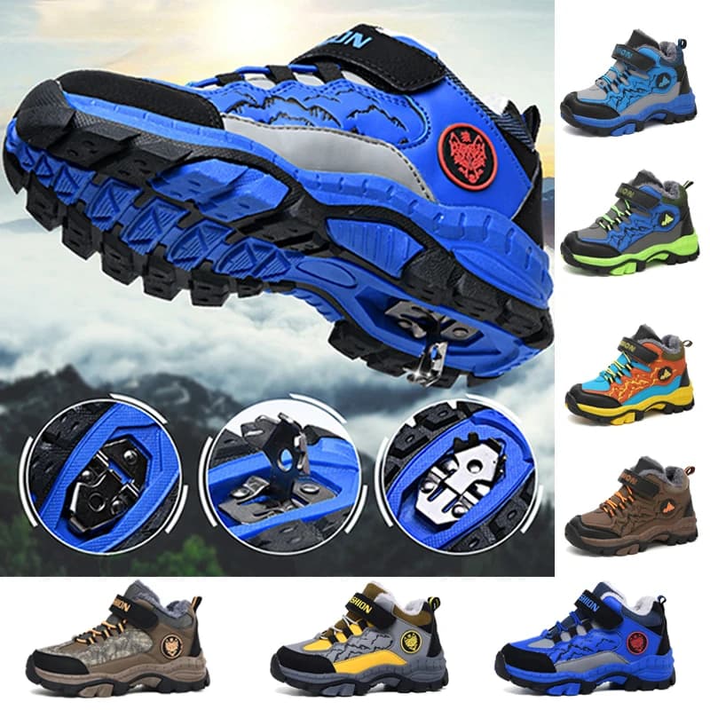 Scarpe da trekking invernali per bambini, super calde, in cotone, sneakers da ragazzo, stivali impermeabili in pelle antiscivolo, scarpe da trekking e arrampicata per adolescenti