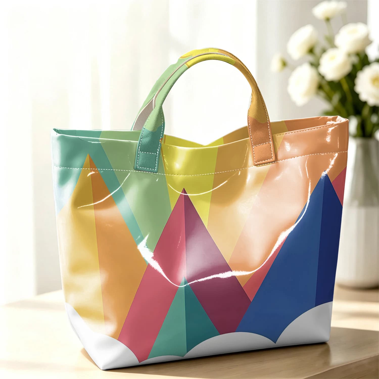 Paper Mountain Hot Sale Large Glossy PVC Tote Bag Hand Washable Waterproof Great for Travel Commute Makeup Storage Handbags
