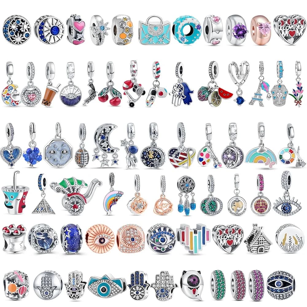 925 Silver Classic Eye Charms Dreamcatcher Moon Beads For Women Fit Original Qikaola Bracelets Fine DIY Jewelry Making Pendant