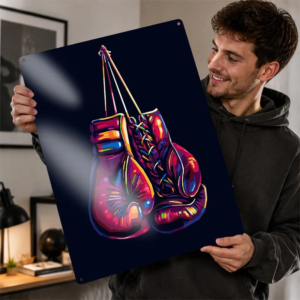 Boxing Gloves Poster Athletic Wall Art Customized Retro Metal Tin Sign for Sports Room Man Cave Gym Home Decor Fan Gift Plaque