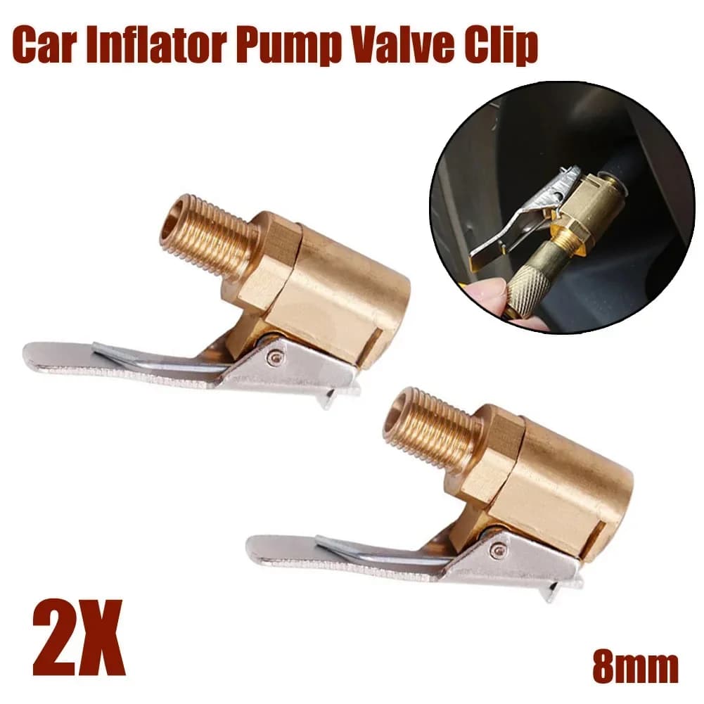 2pc Valvola della gomma Aria Pneumatico Mandrino Pompa di Gonfiaggio Connettore Adattatore Clip On Auto 8mm Auto Pneumatico Gonfiatore Valvola del Pneumatico Connettore