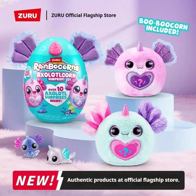 ZURU Rainbocorns Axolotlcorn Surprise, uovo sorpresa con peluche e oltre 10 sorprese per bambine e bambini