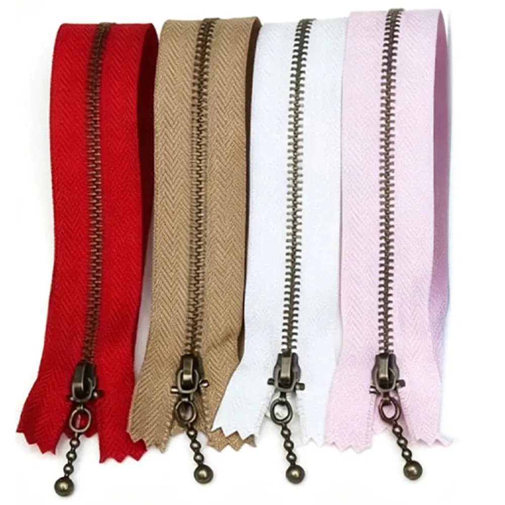 20 pezzi 3 # Cerniera in Metallo per Cucito, Cerniere in Bronzo per Vestiti e Pantaloni, Cerniere a Chiusura Fissa per Cappotti, Kit di Riparazione Zip con Blocco Automatico, Accessori Fai-da-Te 15cm 20cm