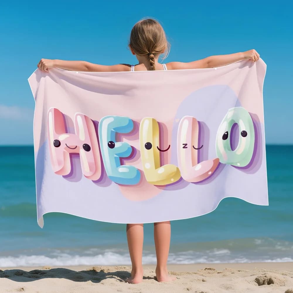 Telo Mare con Motivo Cartone Animato per Bambini 31x51 pollici, Asciugamano da Bagno ad Asciugatura Rapida, Tappetino Yoga, Coperta da Spiaggia per Campeggio e Picnic all'Aperto