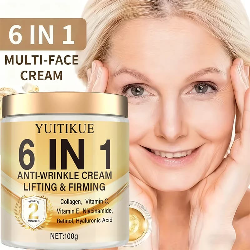 YUITIKUE Cream Lift 2 Min 100g - Anti-wrinkles 6 in 1, with retinol and collagen, for all skin types, light and non-fat