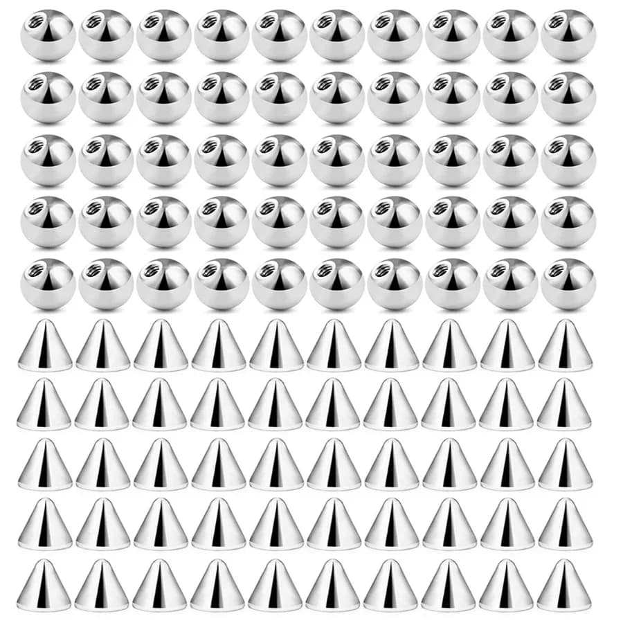 100pc/set 3mm Replacement Spare BALLS SPIKES Labret Barbell Bar Piercing Attachments DIY Stainless Steel Body Jewelry Gift