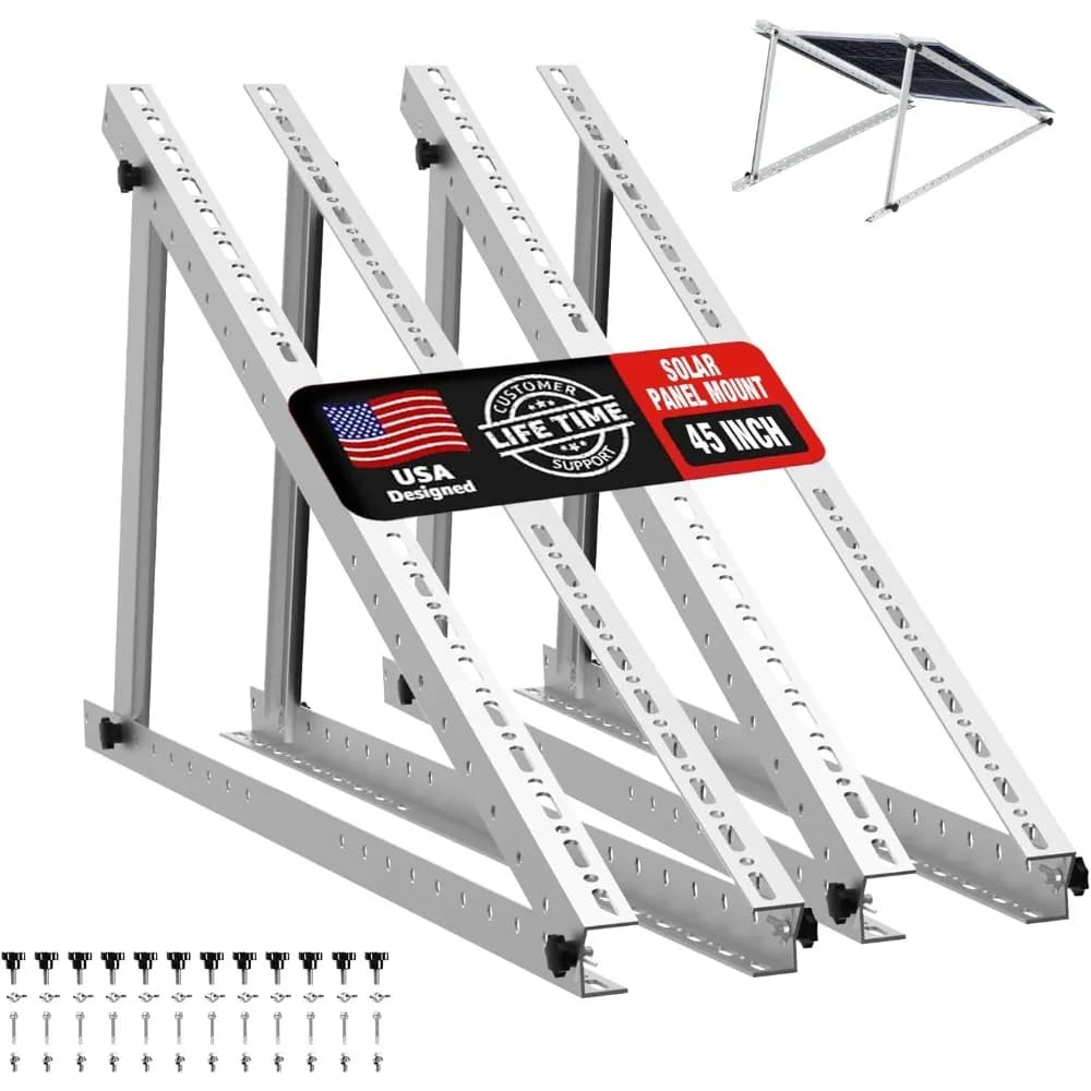 US Shipping Solar Panel Mount Brackets 2 Sets 45 Inch Adjustable Foldable Tilt Legs for 2-4 pcs 180W to 500W Roof RV Boat