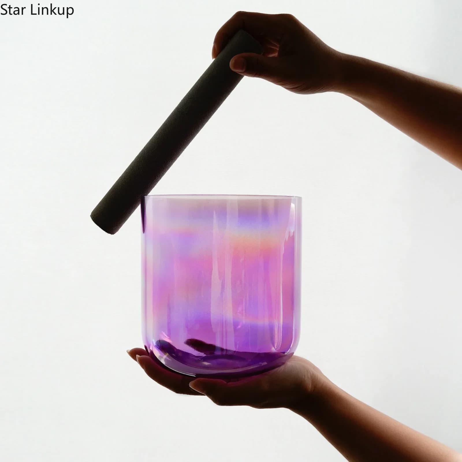 Star Linkup 6 Inch Random Note Purple Natural Cosmic Light Alchemy Crystal Singing Bowl for Sound Healing with Free Mallet and O-ring