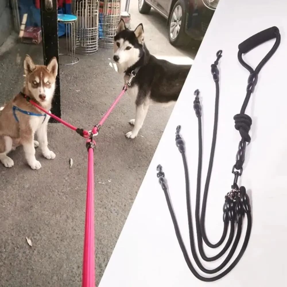 Con manico in schiuma Guinzaglio per animali domestici a 2/3/4 vie Guinzaglio per cani staccabile in nylon a due teste Resistente 120 cm Corda di trazione per cani che camminano i cani