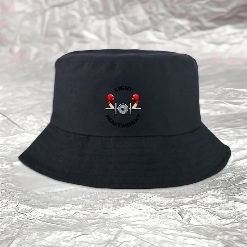 Men' & Women' Boxing-Themed Bucket Hat with Boxing Glove & Barbell Print - Lightweight Outdoor Gym Suitable for Training, Sports