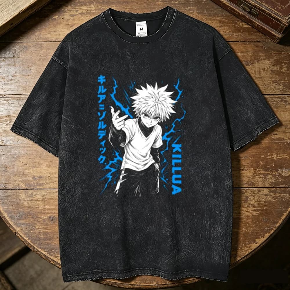 Hunter x Hunter cotton Vintage Washed men anime aesthetic Breathable harajuku hip hop tshirt Gothic Classic Pop Culture Punk