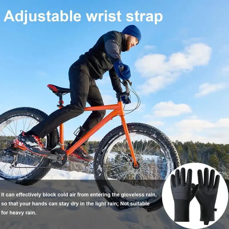 Guanti da ciclismo invernali Guanti antivento Guanti da ciclismo termici Guanti a dita intere Touchscreen regolabile Antivento antiscivolo